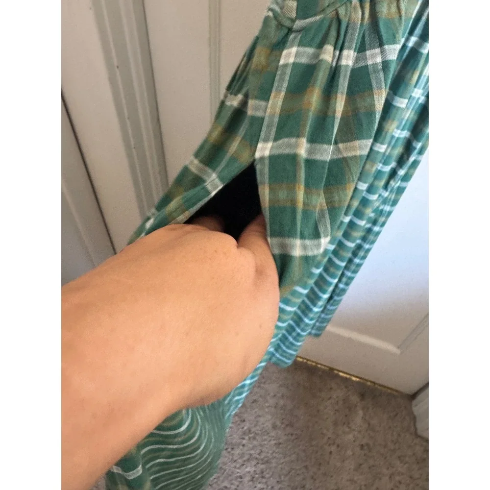 Free People Laters Baby green plaid midi dress size xs - Picture 8 of 12
